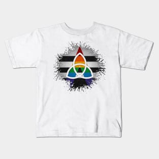 Paint Splatter LGBT Ally Pride Flag Triquetra Symbol Kids T-Shirt